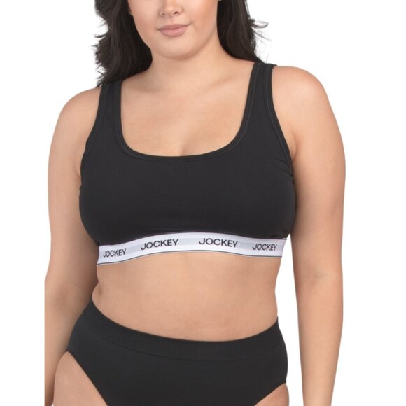 JOCKEY Black Cotton Blend Stretch Bralette - Picture 1 of 2